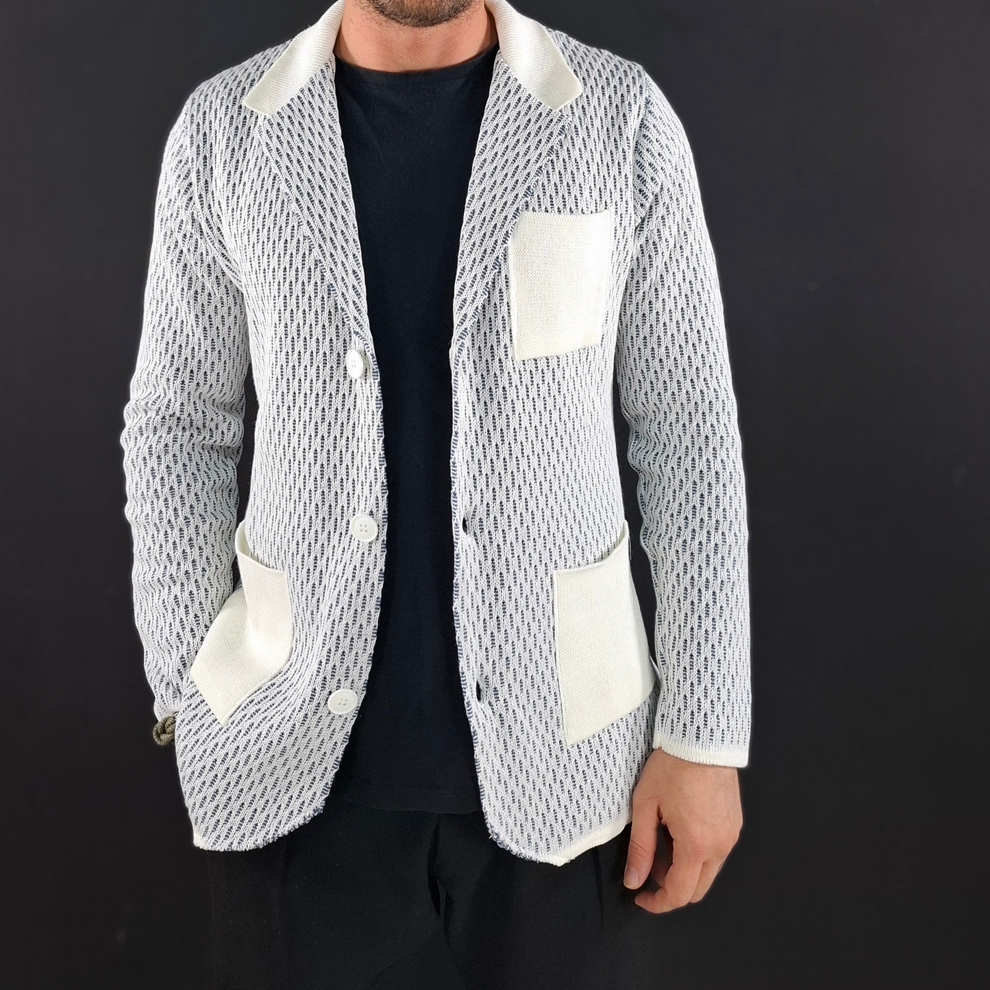 SCHLANKER HERREN-CARDIGAN AUS BAUMWOLLE, 100 % HERGESTELLT IN ITALIEN