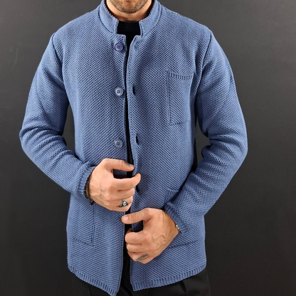 CARDIGAN UOMO COTONE CON COLLETTO COREANO 100% MADE IN ITALY