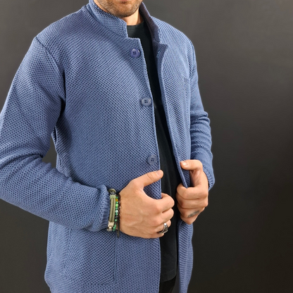 CARDIGAN UOMO COTONE CON COLLETTO COREANO 100% MADE IN ITALY