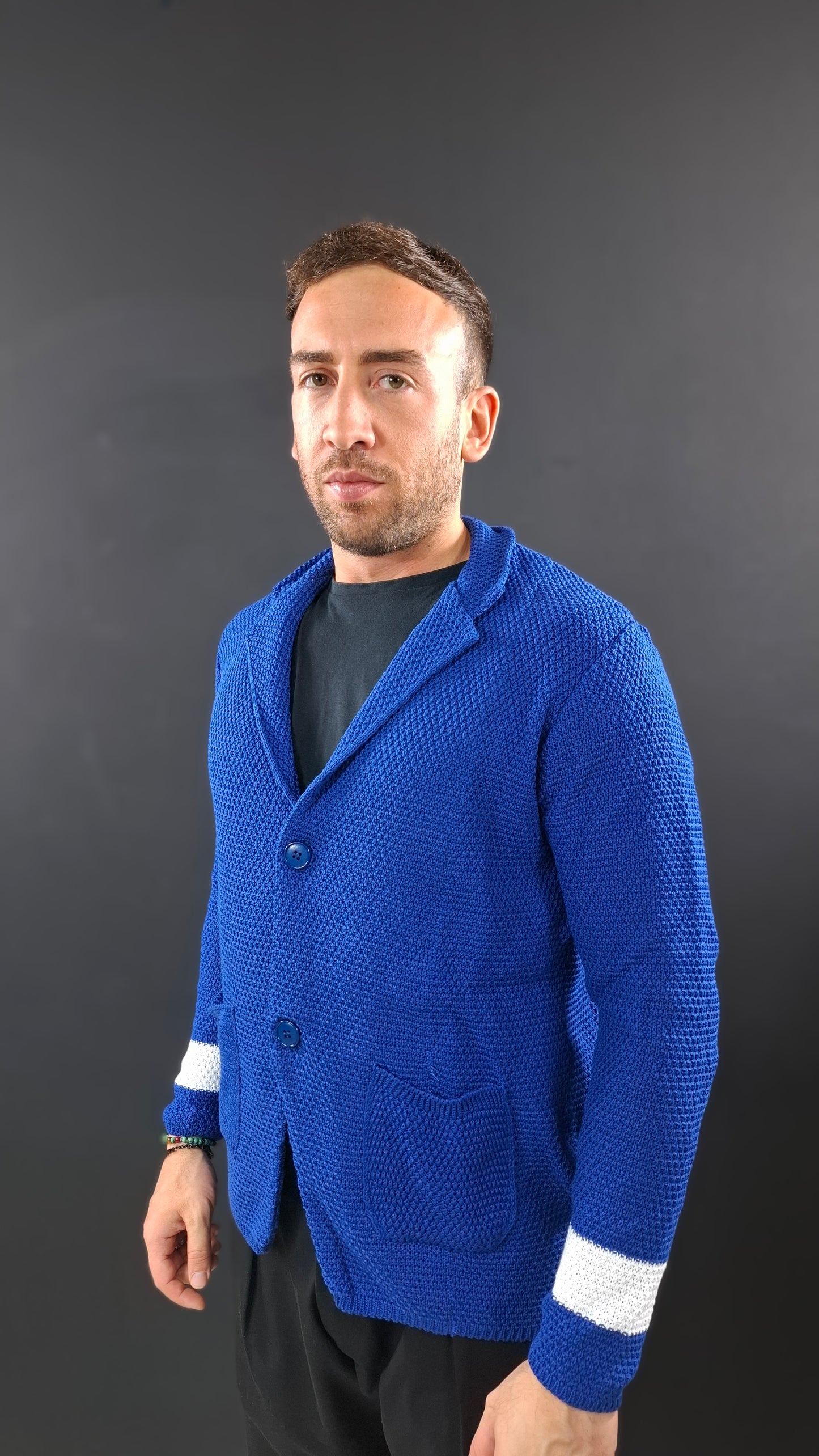 CARDIGAN UOMO 100% COTONE LAVORAZIONE LINKS DOPPIO PETTO SARTORIALE MADE IN ITALY