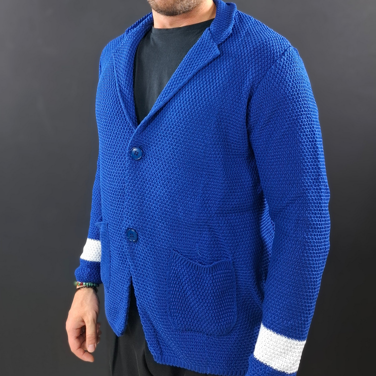 CARDIGAN UOMO 100% COTONE LAVORAZIONE LINKS DOPPIO PETTO SARTORIALE MADE IN ITALY