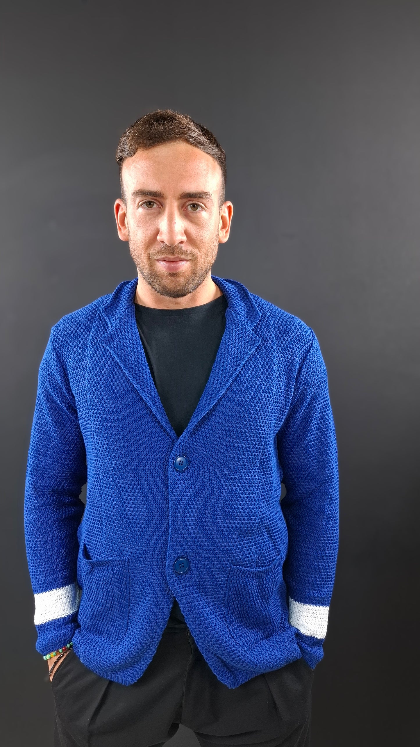 CARDIGAN UOMO 100% COTONE LAVORAZIONE LINKS DOPPIO PETTO SARTORIALE MADE IN ITALY