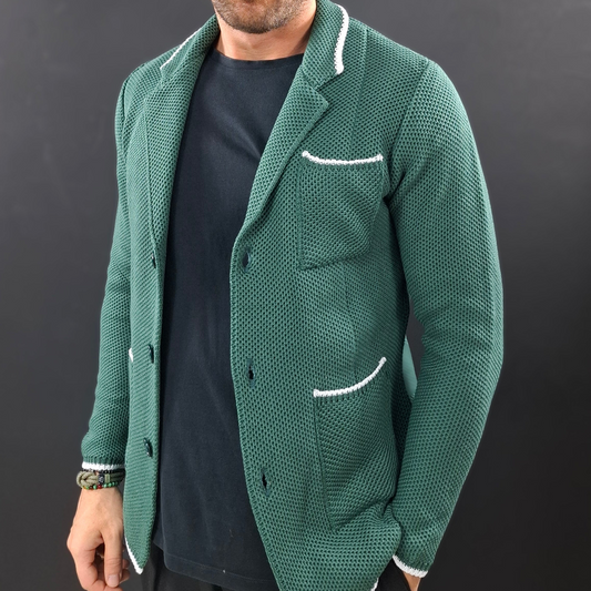 CARDIGAN UOMO 100% COTONE LAVORAZIONE NIDO D'APE DOPPIO PETTO SARTORIALE 100% MADE IN ITALY