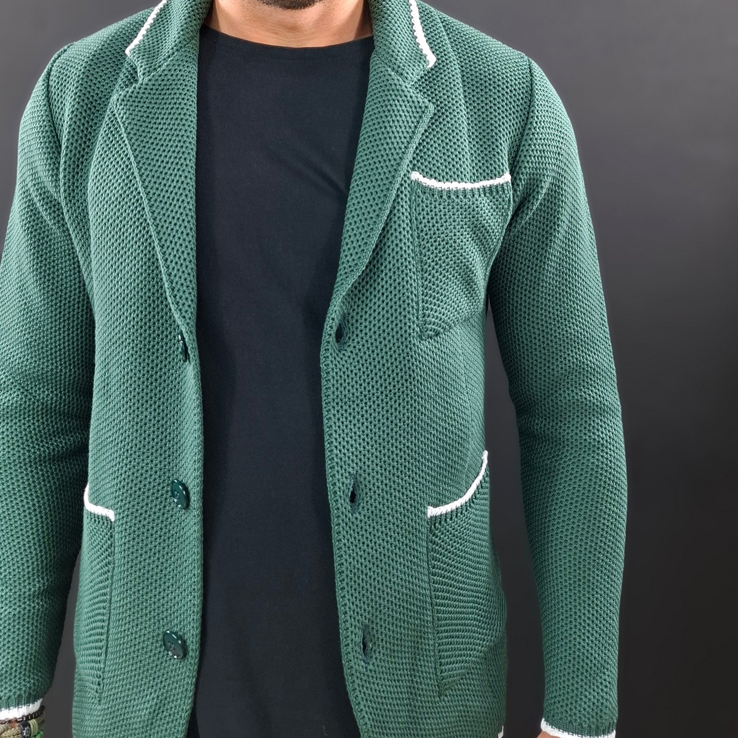 CARDIGAN UOMO 100% COTONE LAVORAZIONE NIDO D'APE DOPPIO PETTO SARTORIALE 100% MADE IN ITALY