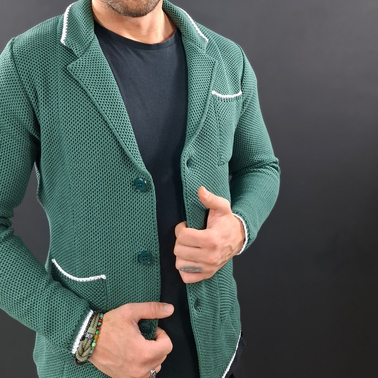 CARDIGAN UOMO 100% COTONE LAVORAZIONE NIDO D'APE DOPPIO PETTO SARTORIALE 100% MADE IN ITALY