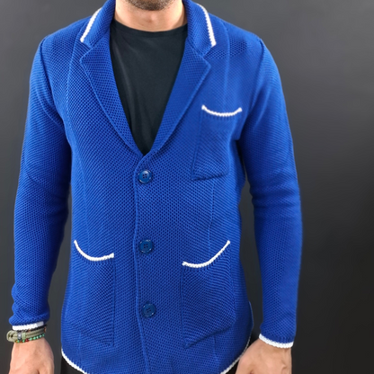 CARDIGAN UOMO 100% COTONE LAVORAZIONE NIDO D'APE DOPPIO PETTO SARTORIALE 100% MADE IN ITALY