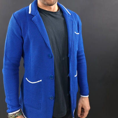 CARDIGAN UOMO 100% COTONE LAVORAZIONE NIDO D'APE DOPPIO PETTO SARTORIALE 100% MADE IN ITALY