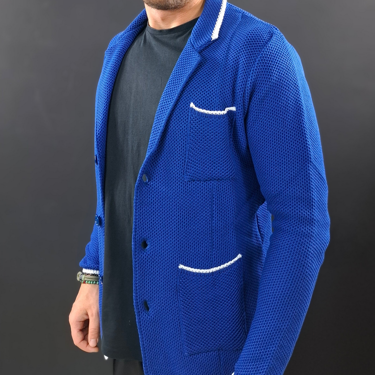 CARDIGAN UOMO 100% COTONE LAVORAZIONE NIDO D'APE DOPPIO PETTO SARTORIALE 100% MADE IN ITALY