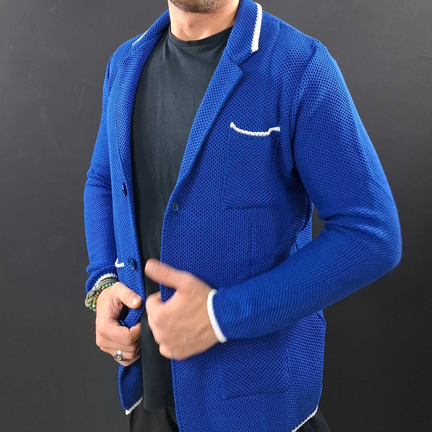 CARDIGAN UOMO 100% COTONE LAVORAZIONE NIDO D'APE DOPPIO PETTO SARTORIALE 100% MADE IN ITALY