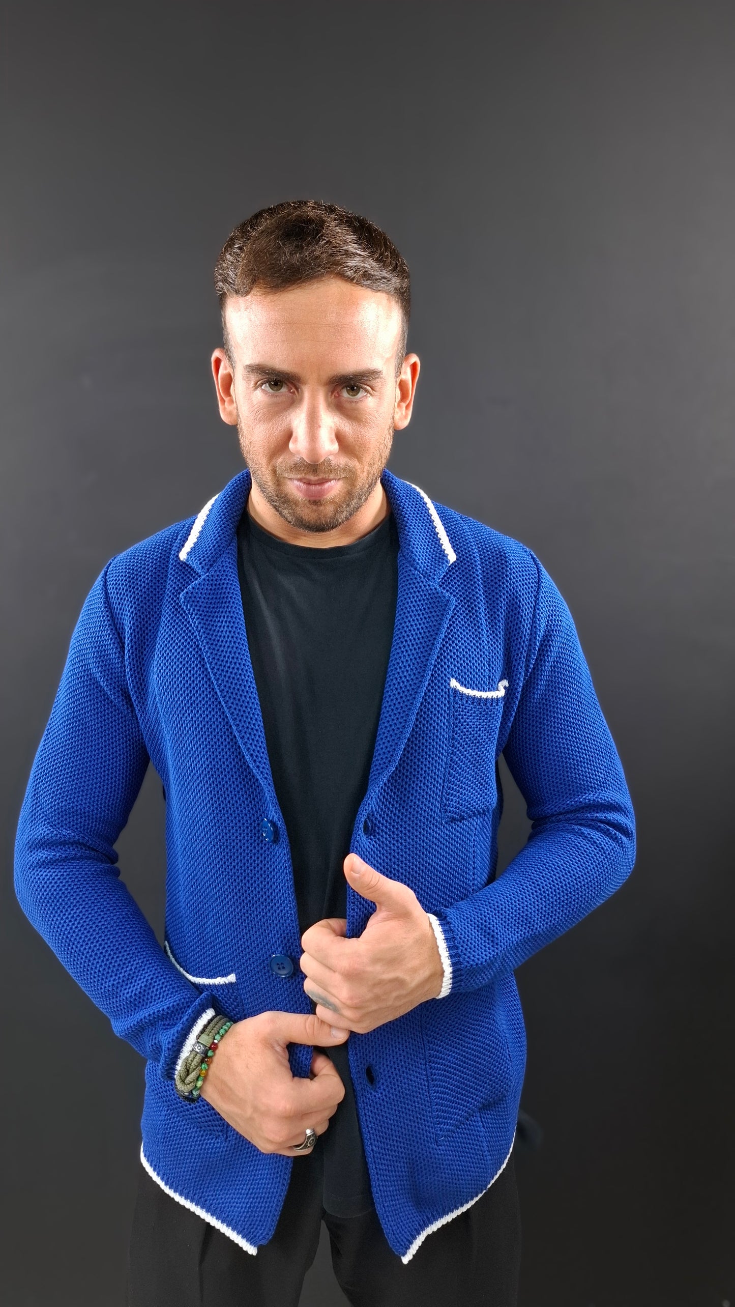 CARDIGAN UOMO 100% COTONE LAVORAZIONE NIDO D'APE DOPPIO PETTO SARTORIALE 100% MADE IN ITALY