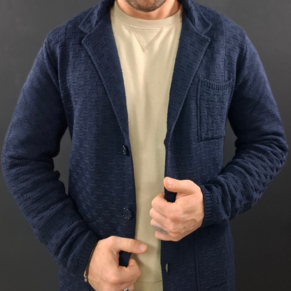 CARDIGAN UOMO GIACCA LANA DOPPIO PETTO SARTORIALE MOTIVO LINKS MADE IN ITALY