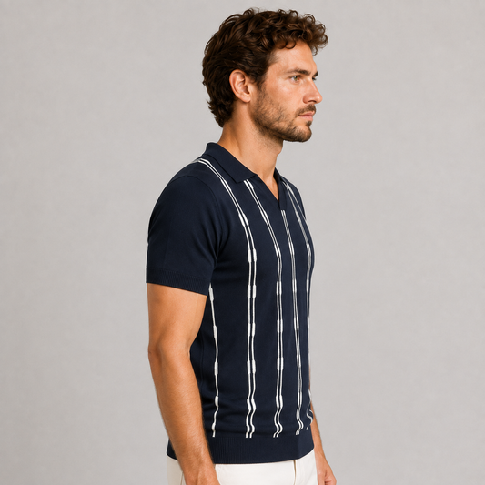POLO UOMO COTONE MANICA CORTA MAGLIA RIGATA MAGLIERIA PRODOTTA IN ITALIA