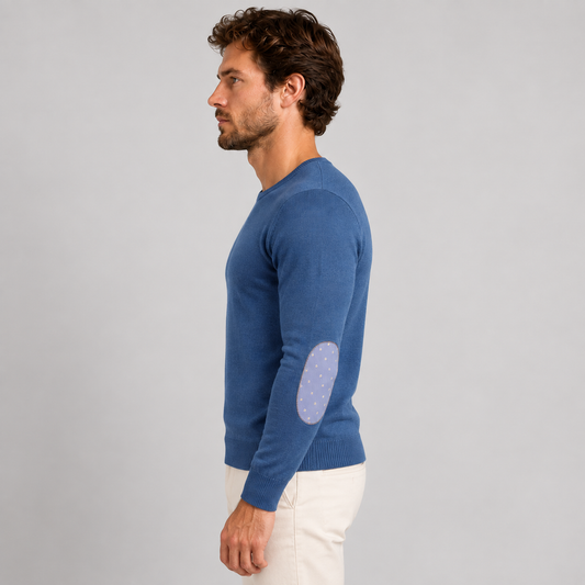 Men's stretch cotton crew neck long sleeve t-shirt 100% made in Italy
