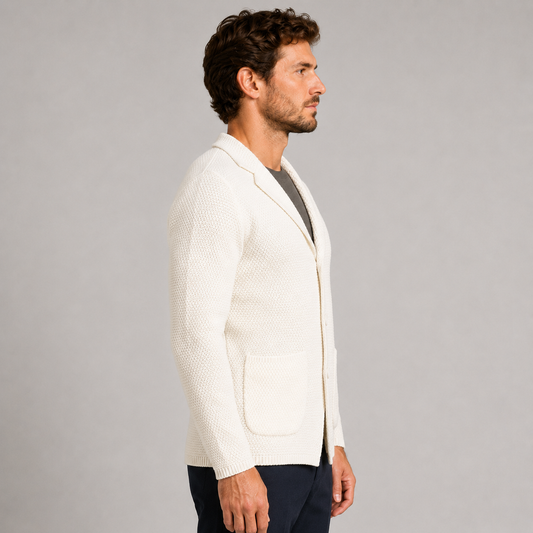 GIACCA CARDIGAN BLAZER SLIM UOMO COTONE LINKS MAGLIERIA 100% MADE IN ITALY