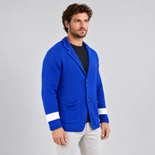 CARDIGAN UOMO 100% COTONE LAVORAZIONE LINKS DOPPIO PETTO SARTORIALE MADE IN ITALY