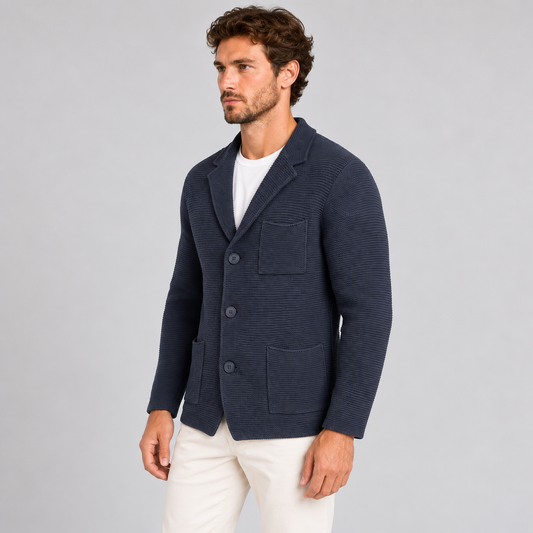 MEN'S COTTON CARDIGAN DOUBLE-BREASTED SPRING JACKET TAILORED 100% MADE IN ITALY