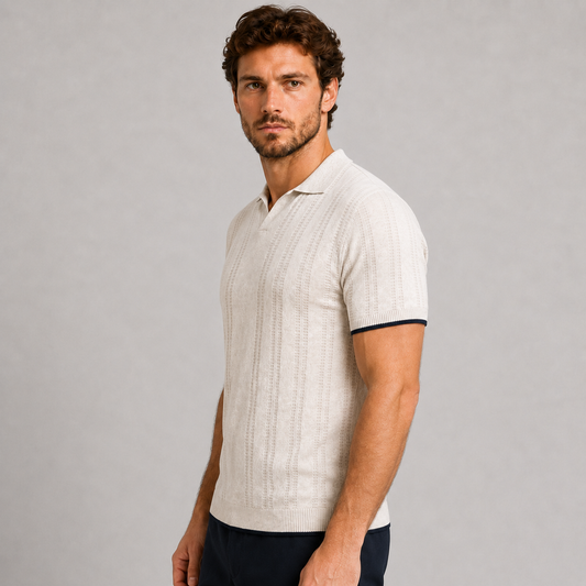 POLO UOMO COTONE CON RIGHINO A CONTRASTO MANICA CORTA MAGLIERIA 100% MADE IN ITALY