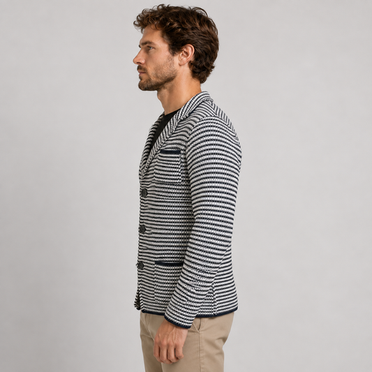 MEN'S COTTON CARDIGAN BLAZER CASUAL KNITTED CARDIGAN SLIM JACKET 100% Made in Italy