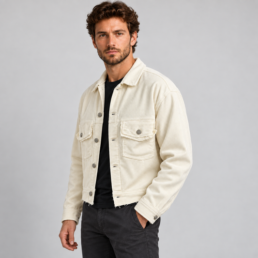 MEN'S CORDUROY COTTON JACKET LIGHTWEIGHT SPORTS JACKET SHIRT 100% MADE IN ITALY