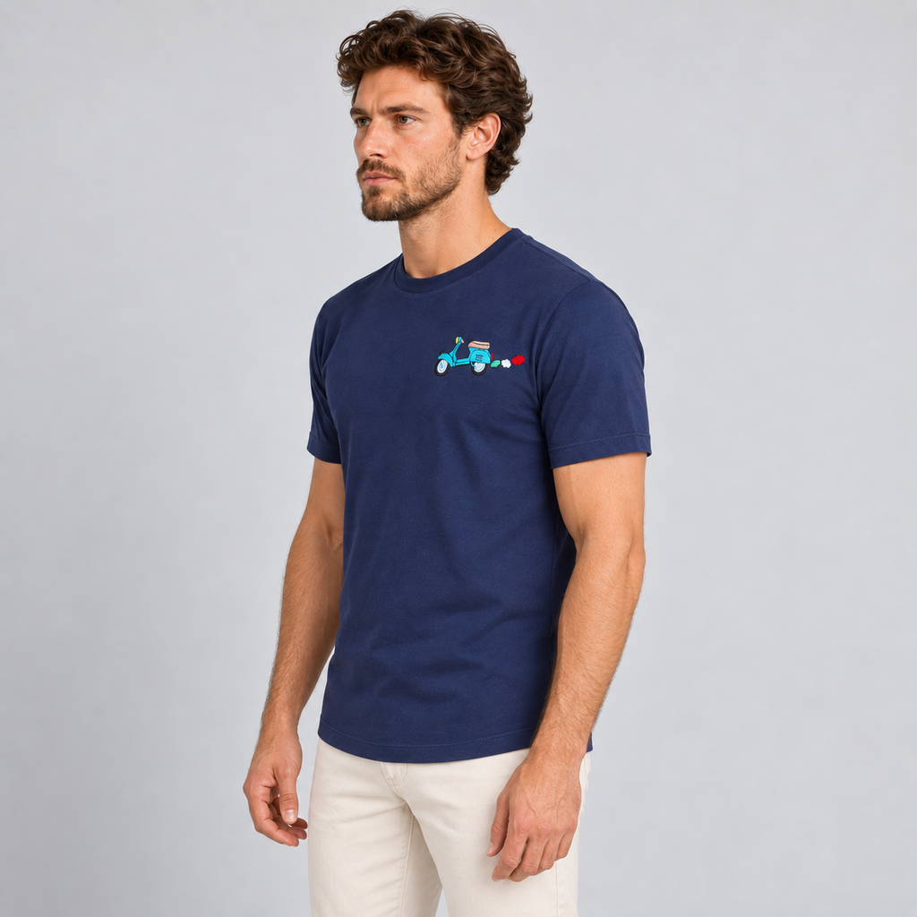 T-shirt da uomo in cotone, con ricamo, manica corta — Pasquale Jimmy — foto 2