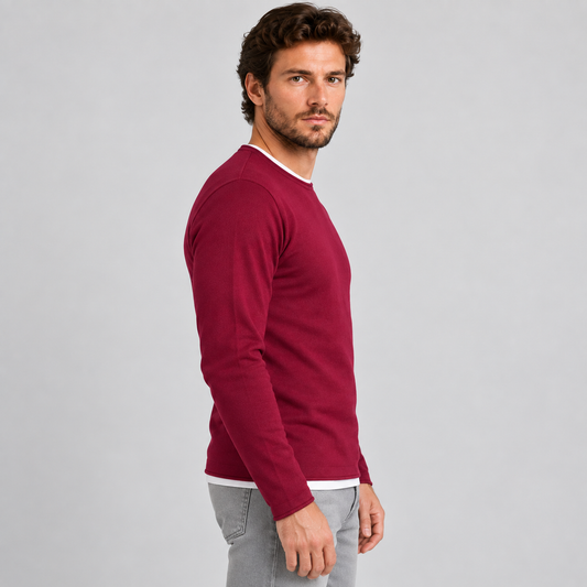 MAGLIA LANA MAGLIONCINO UOMO MANICA LUNGA GIROCOLLO RASATO 100% MADE IN ITALY