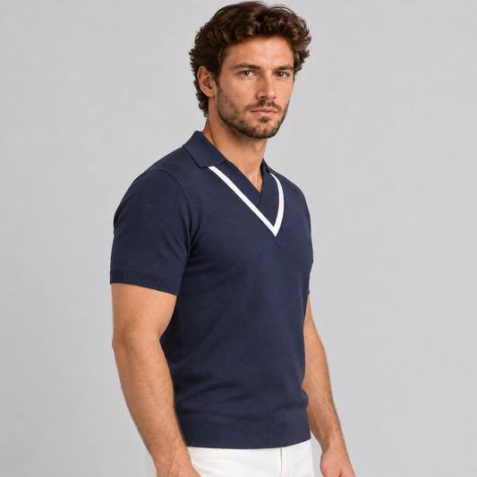 POLO UOMO COTONE CON RIGHINO BIANCO MANICA CORTA MAGLIERIA MADE IN ITALY