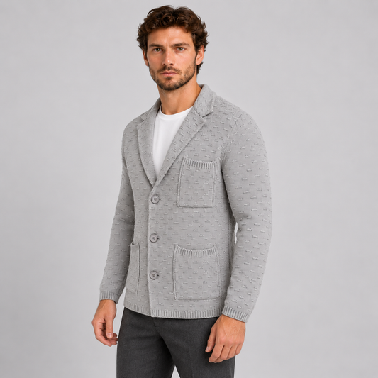 CARDIGAN UOMO GIACCA LANA DOPPIO PETTO SARTORIALE MOTIVO LINKS MADE IN ITALY