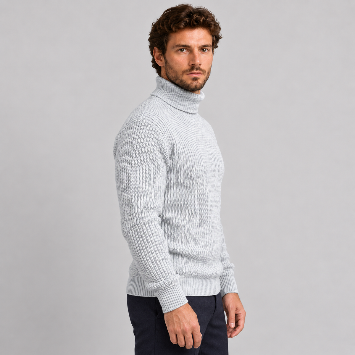 DOLCEVITA MAGLIONE UOMO MISTO LANA COLLO ALTO MAGLIONCINO 100% MADE IN ITALY
