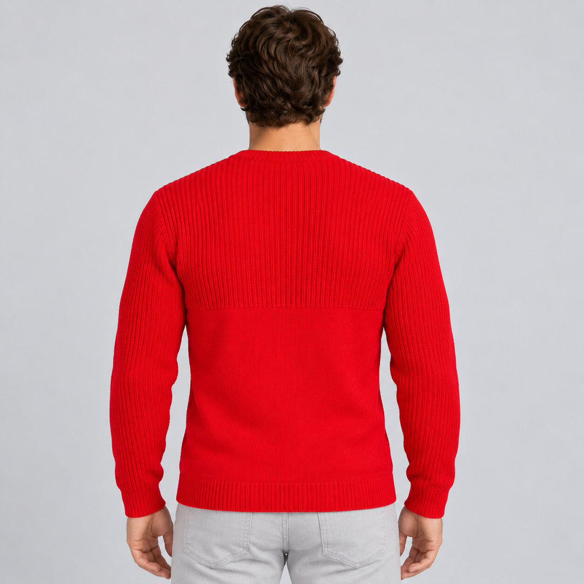 MAGLIA LANA MAGLIONCINO UOMO GIROCOLLO CON TASCHINO RIFINITO 100% MADE IN ITALY