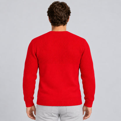MAGLIA LANA MAGLIONCINO UOMO GIROCOLLO CON TASCHINO RIFINITO 100% MADE IN ITALY