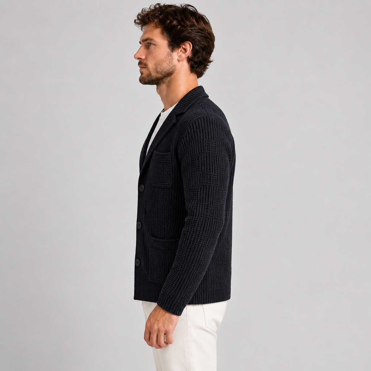 CARDIGAN UOMO COTONE DOPPIO PETTO SARTORIALE GIACCA MADE IN ITALY