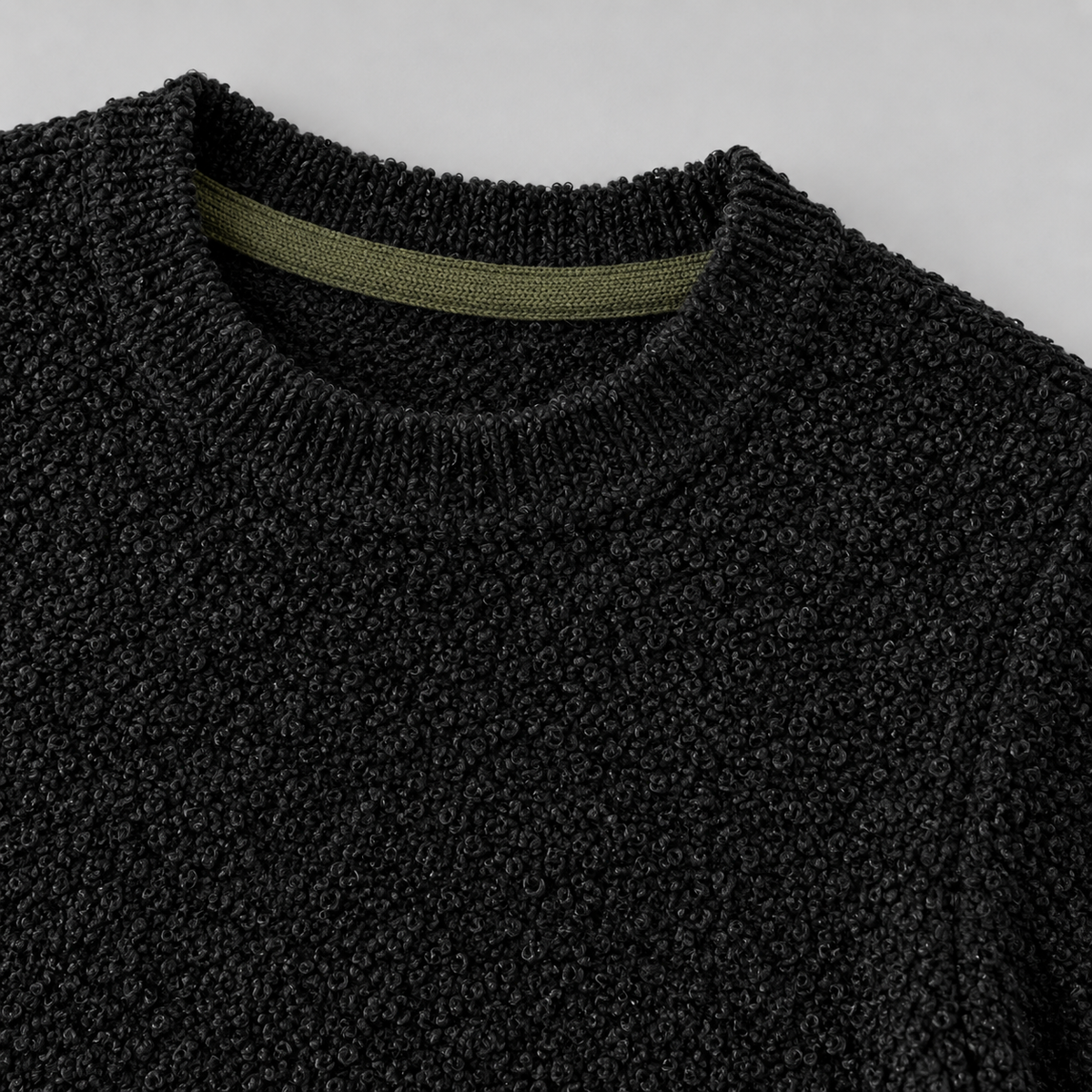 MAGLIONE UOMO MISTO LANA TESSUTO BOUCLE' SLIM CASUAL 100% MADE IN ITALY