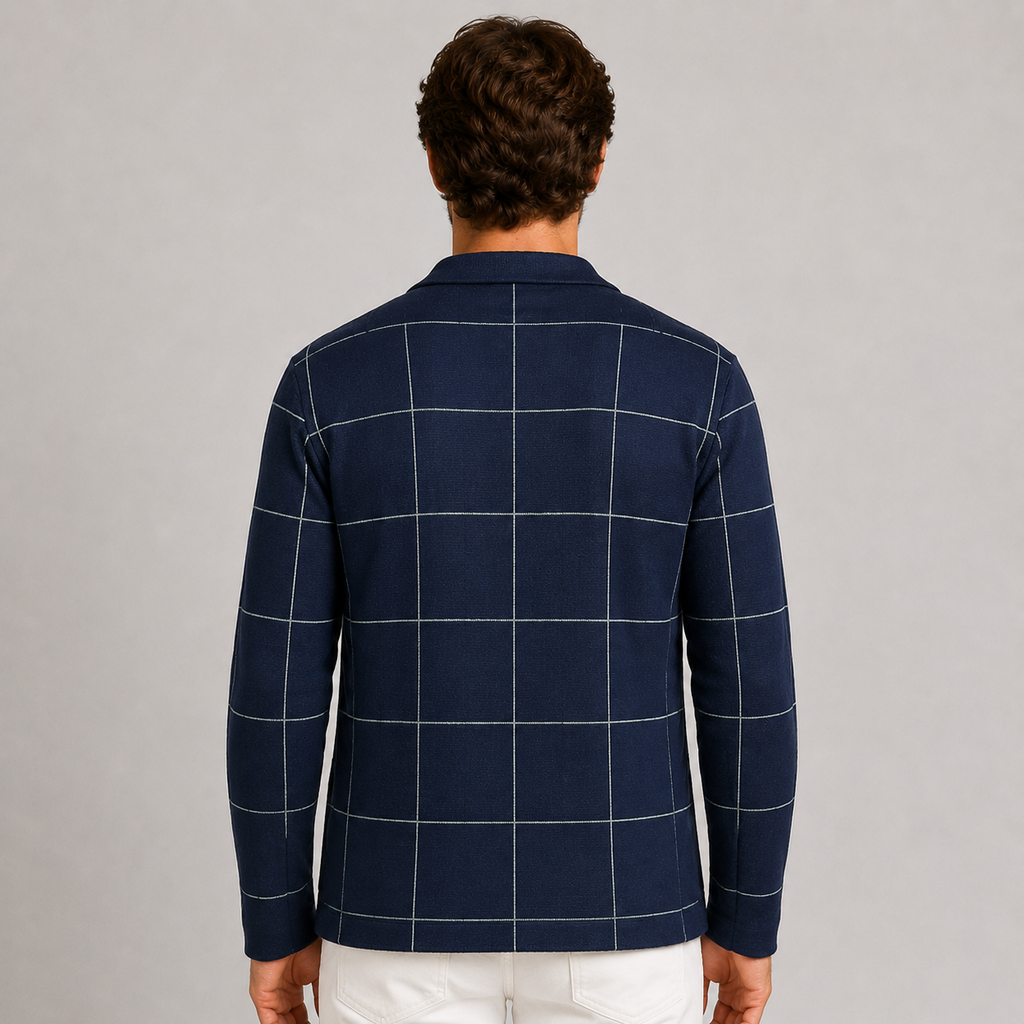 Cardigan da uomo in cotone, lavorazione jacquard, collo a scialle, vestibilità regular — Pasquale Jimmy — foto 4