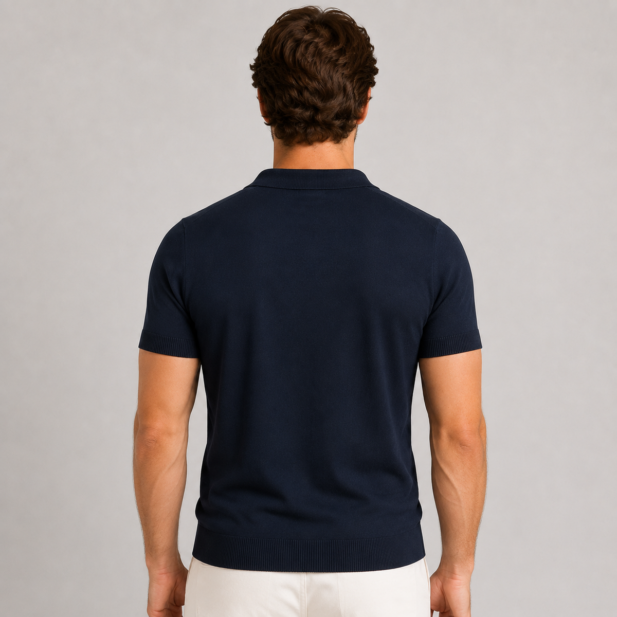 Polo da uomo in cotone, righe a contrasto, manica corta — Pasquale Jimmy — foto 5
