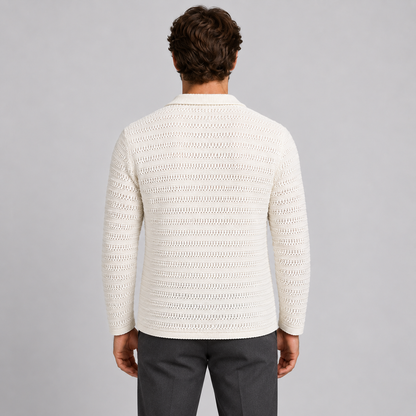 MEN'S COTTON CARDIGAN SLIM FIT KNITTED LINKS JACKET 100% MADE IN ITALY