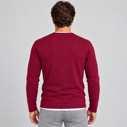 MAGLIA LANA MAGLIONCINO UOMO MANICA LUNGA GIROCOLLO RASATO 100% MADE IN ITALY