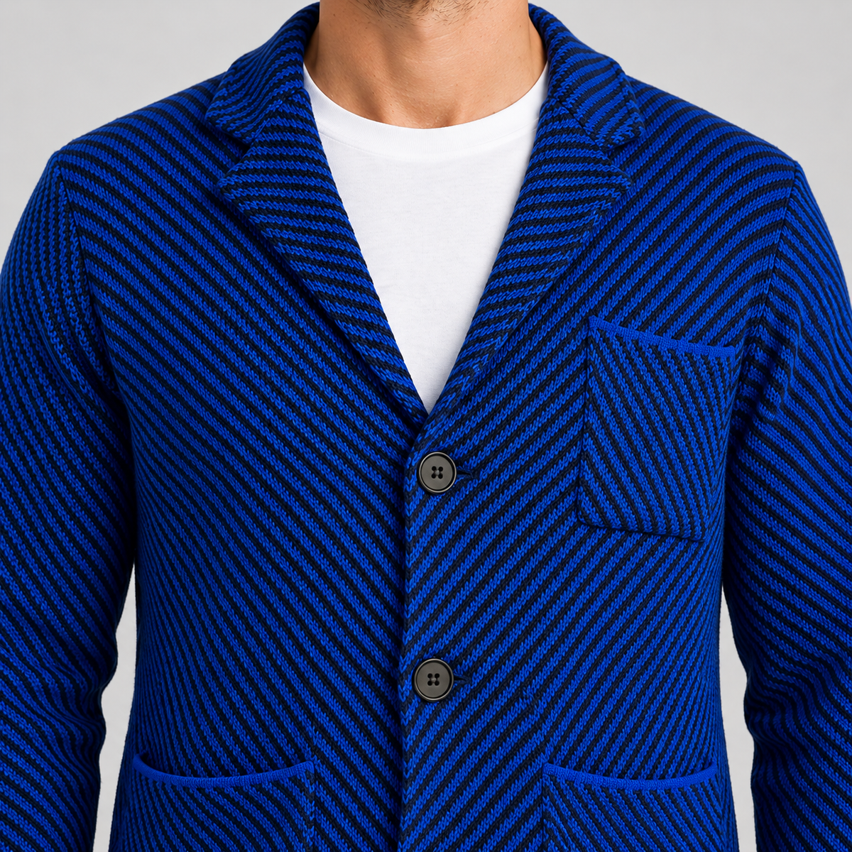 Cardigan da uomo in cotone, motivo a spiga, doppio petto — Pasquale Jimmy — foto 3