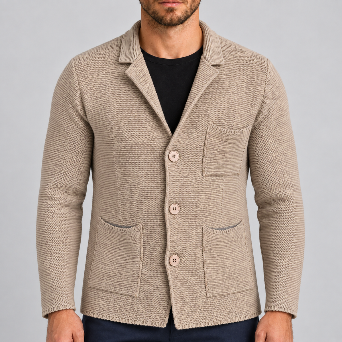 CARDIGAN UOMO 100% COTONE LAVORAZIONE LINKS DOPPIO PETTO SARTORIALE MADE IN ITALY