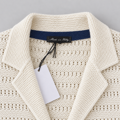 MEN'S COTTON CARDIGAN SLIM FIT KNITTED LINKS JACKET 100% MADE IN ITALY