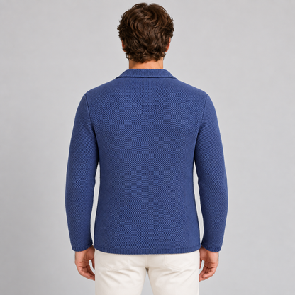 MEN'S COTTON JACKET BLAZER CARDIGAN HONEYCOMB PROCESSING SLIM FIT KNITWEAR 100% MADE IN ITALY