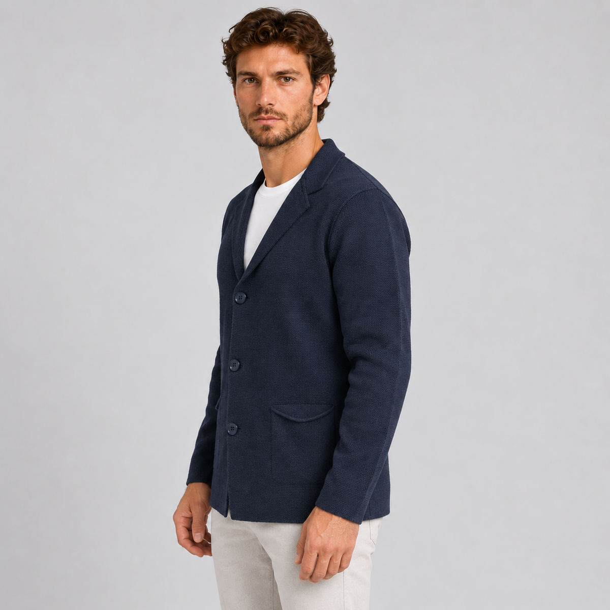 HERREN-CARDIGAN AUS WOLLE, 100 % IN ITALIEN HERGESTELLT