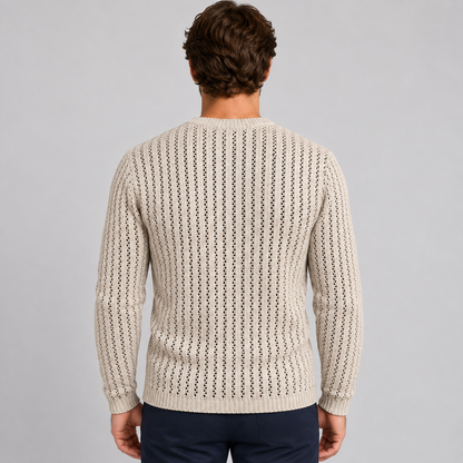 MAGLIA LANA MAGLIONCINO UOMO MANICA LUNGA GIROCOLLO TRAFORATO 100% MADE IN ITALY