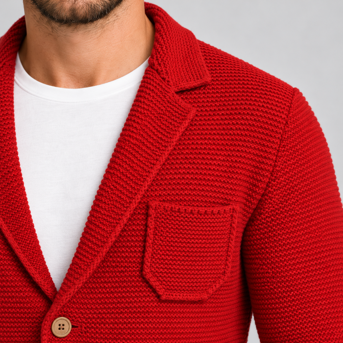 SCHLANKER HERREN-CARDIGAN AUS WOLLE, 100 % HERGESTELLT IN ITALIEN