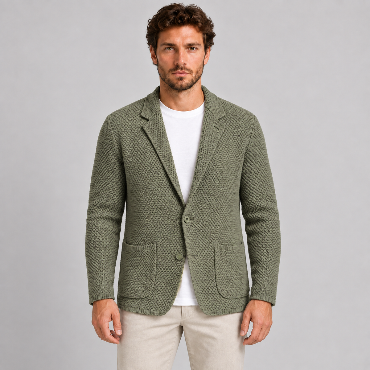GIACCA UOMO LINKS COTONE CARDIGAN LAVORATA A MAGLIA SLIM FIT