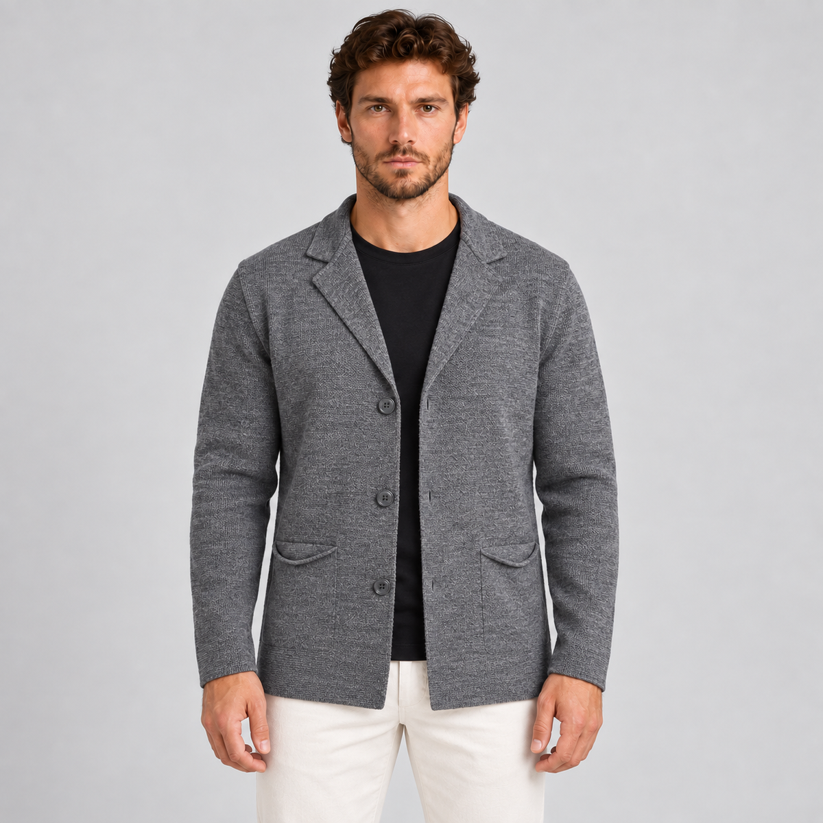 HERREN-CARDIGAN AUS WOLLE, 100 % IN ITALIEN HERGESTELLT