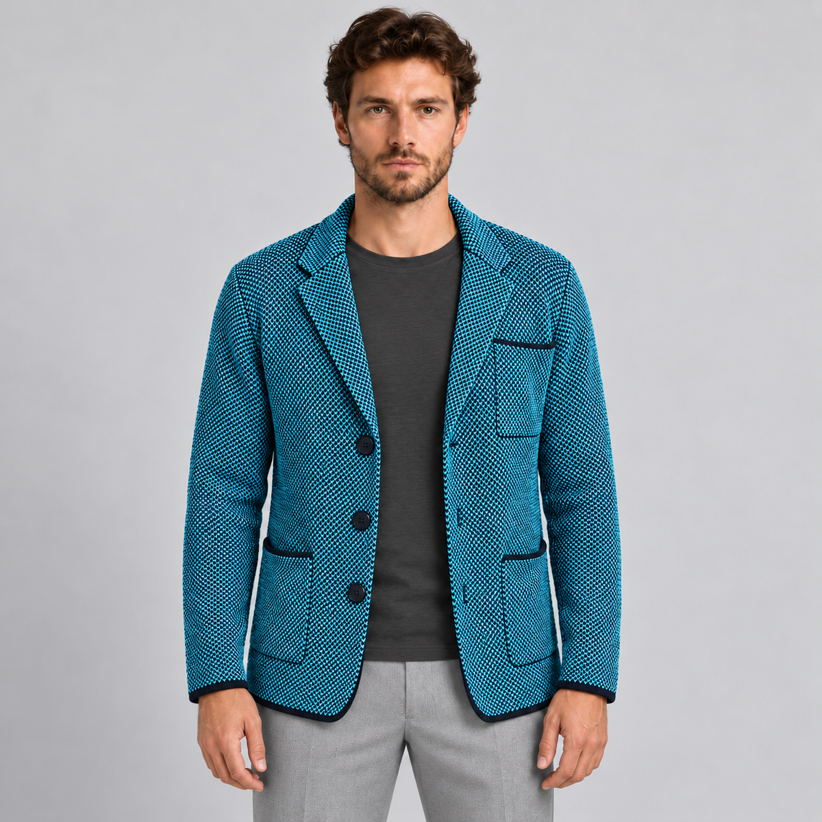 Cardigan da uomo in cotone, lavorazione piqué — Pasquale Jimmy — foto 5
