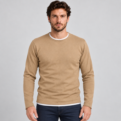 MAGLIA LANA MAGLIONCINO UOMO MANICA LUNGA GIROCOLLO RASATO 100% MADE IN ITALY