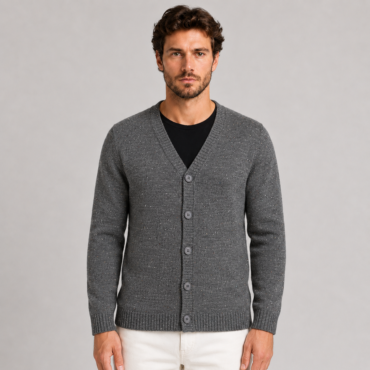 GIACCA UOMO CARDIGAN SARTORIALE LANA CON SCOLLO A V 100% MADE IN ITALY