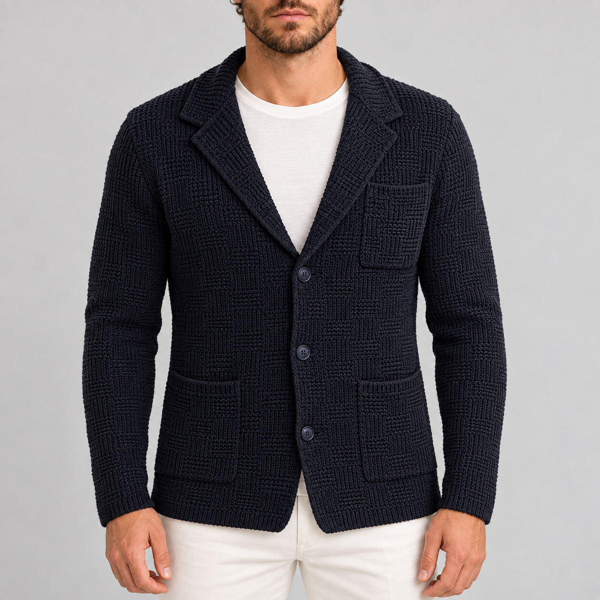 CARDIGAN UOMO COTONE DOPPIO PETTO SARTORIALE GIACCA MADE IN ITALY
