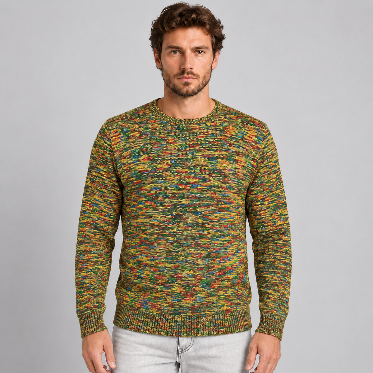 Maglioncino Uomo Girocollo Misto Lana Maglia Rasata Morbida 100% Made in Italy